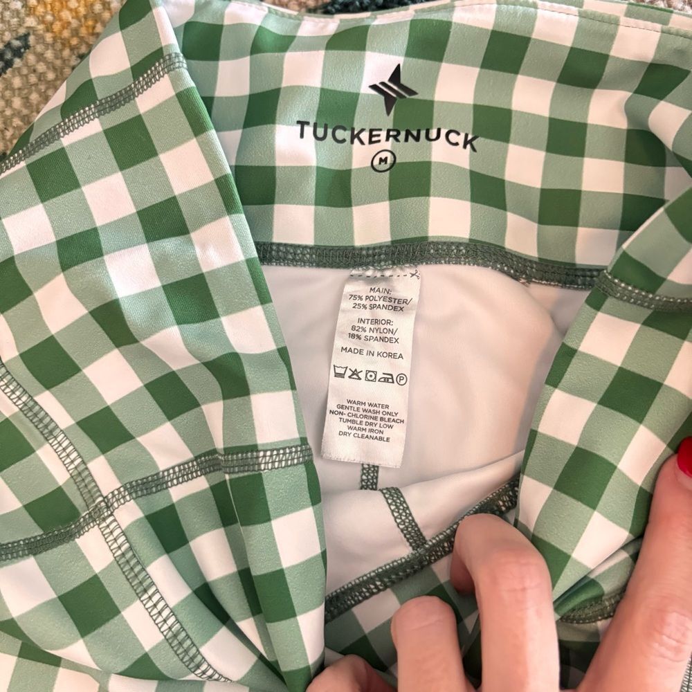 Tuckernuck TNuck Sport Trellis 6 Inch Compression Bike Short Medium gingham - Picture 4 of 4